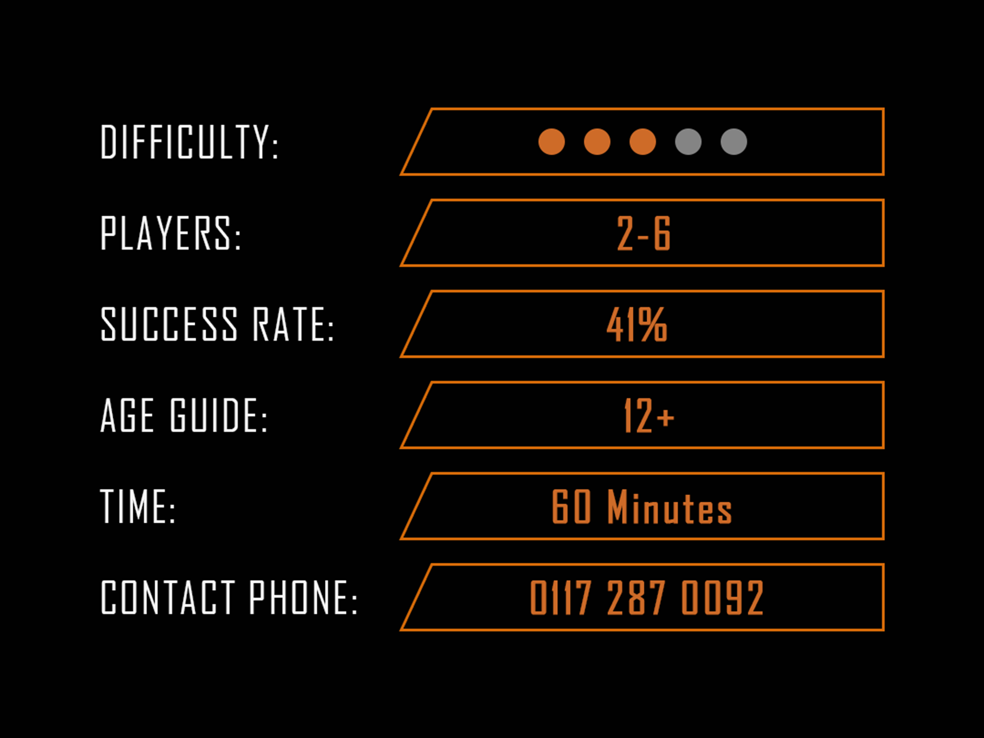Houdini's Last Secret - Escape Room Game Information Card Bristol